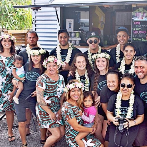 With some of the Reefside Rarotonga crew in Rarotonga. These guys are so cool & helped make our stay extra amazing. Thanks to Sharon for the pic. 